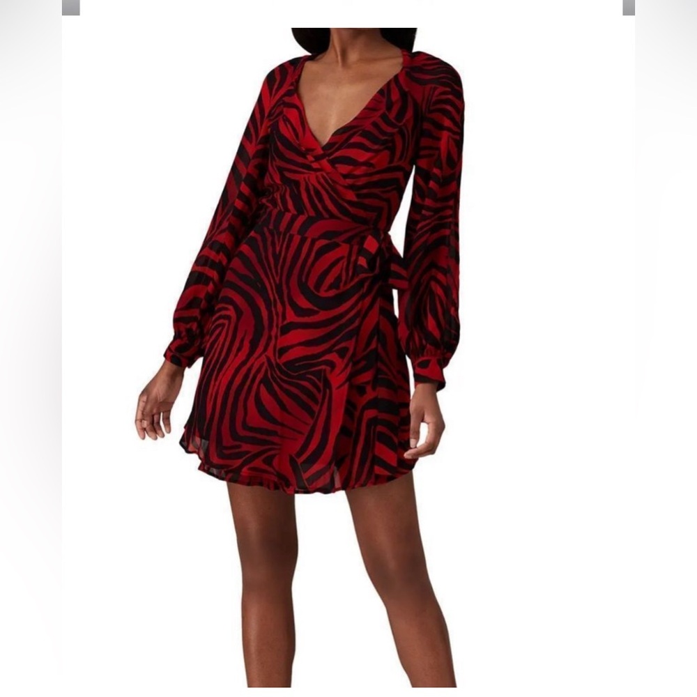 PINKORED ZEBRA wrap Dress